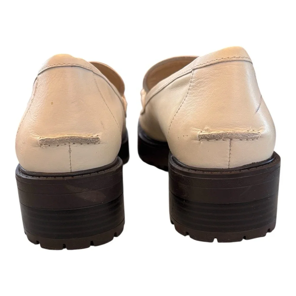 Sam Edelman Taelor Womens 9 M Cream Leather Gold Chain Lug‎ Sole Loafers Chunky